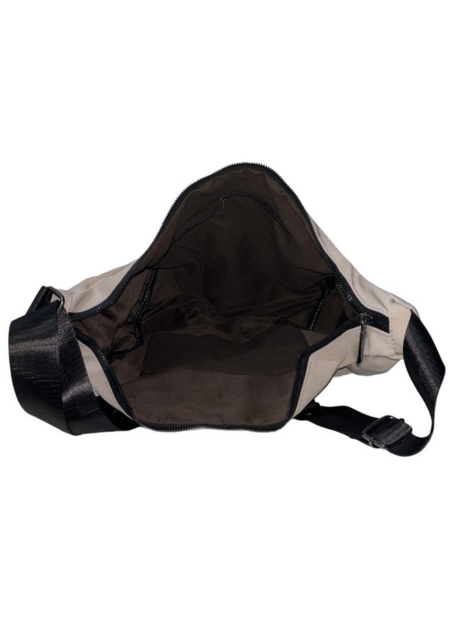 GLOSSY Casual Crossbody Sling Bag, Large Capacity, Multiple Compartments (Cream) - Image 5